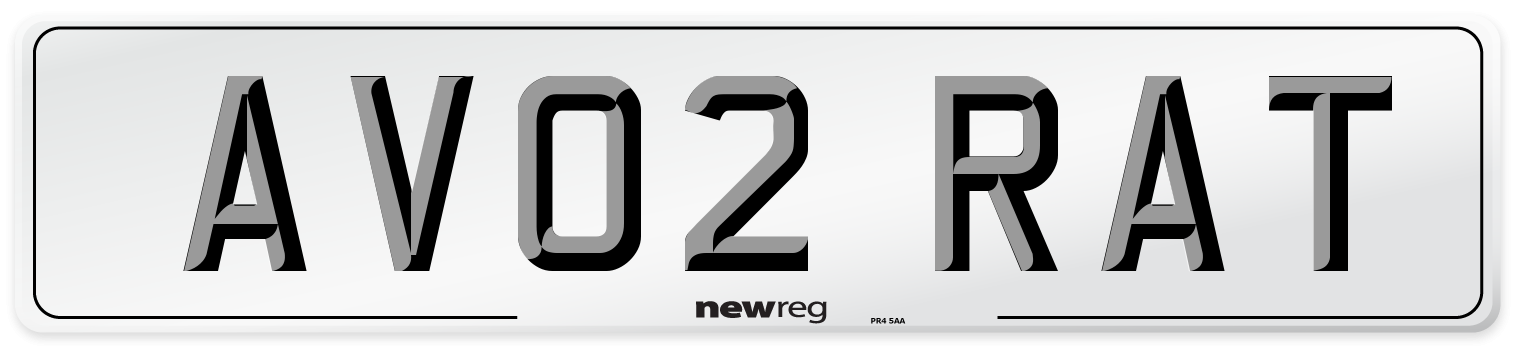 AV02 RAT Number Plate from New Reg
